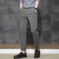 Straight nine-point casual pants mens autumn 2021 new fashion brand Slim small feet trousers loose elastic pants