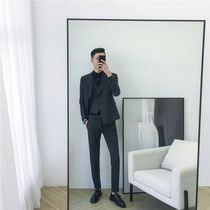  2021 spring and autumn new suit suit slim double-breasted Korean business suit three-piece groom wedding dress