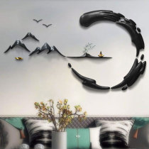New Chinese decorative wall hanging living room Zen wall decoration ceramic pendant sofa background wall landscape three-dimensional wall decoration