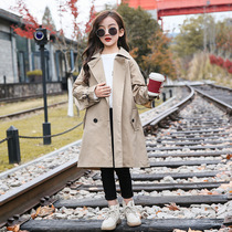 Girls  windbreaker 2021 autumn new fashion Korean version of Western style autumn childrens clothing medium and long little girl trend jacket