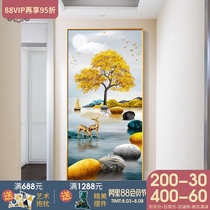 Entrance decorative painting simple modern light luxury high-end corridor mural 2021 new entrance door facing the wall hanging painting deer