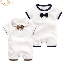 Japanese baby short-sleeved one-piece newborn cotton climbing clothes summer clothes for men and women Korean version of Ha clothes