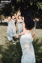 DREAMER French hanging collar sling big backless light wedding dress morning gown go out gauze tour