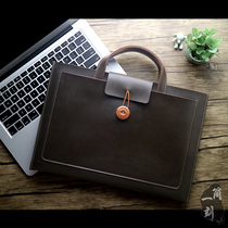 For Apple Dell 12 Lenovo 14 laptop bag portable 15 6 leather waterproof 13 3 inches men and women