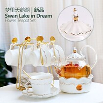 European afternoon tea set ceramic English tea cup set boiled fruit glass teapot candle heating flower tea set
