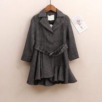 ST childrens clothing cashmere girl woolen coat woolen coat foreign girl Middle-length childrens wool double-sided clothes