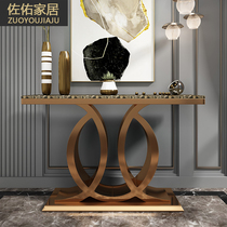 Light luxury entrance cabinet Partition cabinet Stainless steel postmodern simple marble entrance table Hotel foyer cabinet end view table