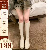 White long cylinder boot female thick leg inside heightening small sub 150 knight boots v mouth widening to enlarge the cylinder circumference long boot Fat mm