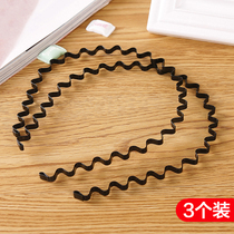 Net red wave hair hoop hair bundle Korean simple face wash head hoop men iron hair card female tide male black broken hair Special