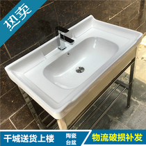 Stainless steel bracket floor type washbasin balcony bathroom with ceramic washbasin for washing and toilet Easy table basin