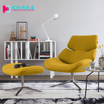 Flowers ten Home Modern Backrest Soft Bag Casual Chair Rotatable Shrimp Jen Chair Solid Wood Bent Plate Shell Sloth Chair