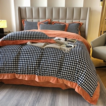 New Thickened Baby Flint Four Pieces Chiroe Color Milk Flint quilt cover Coral Flint Winter Bedding 4