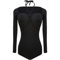 SY dance suit new long sleeves black body display slim fit with long sleeve one-piece Latin dance suit