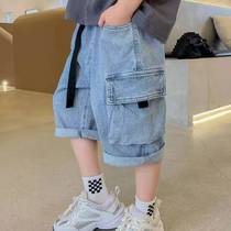 Boy Jeans Shorts 2021 New Summer Ocean Air Seven Pants Loose Slim CUHK Scout Summer Clothing Pants