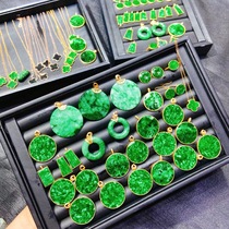 Natural Jade four-leaf clover Jade Jade trouble brand pendant necklace choker a goods inlay 18k golden green Round Square