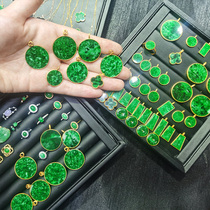 Emerald round brand four-leaf clover choker natural full green a goods pendant 18K gold inlaid flower green green green necklace