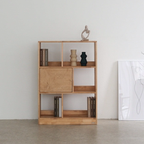 Nordic solid wood shelf bookshelf living room Plaid storage short cabinet retro student bookcase creative multi-layer locker