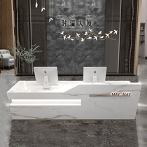 High-end atmospheric cashier imitation marble company front desk table New modern bar reception desk counter corner customization