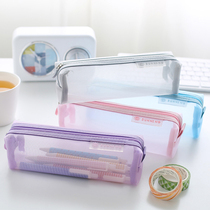 Transparent mesh pen bag stationery bag examination student mesh pen bag female junior high school student pencil bag Korean simple middle school student hipster student supplies Girl pencil bag