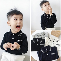 Boy lapel polo shirt cotton 2 long sleeve Spring and Autumn 3 baby Korean 4 base shirt T-shirt 5 years old children