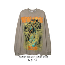NaiSi American Street Wind oversize Loose Lazy Style Top American hiphop Long Sleeve base shirt Women