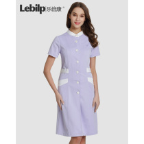 Le Beikang nurse uniform Beauty salon work clothes Womens hospital guide dress Small stand-up collar slim-fit dress summer