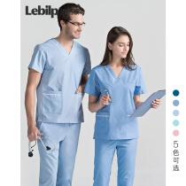 Le Beikang Dental Clinic work clothes Surgical suit Short-sleeved split suit Nurse suit Hand wash clothes for men and women printed logo