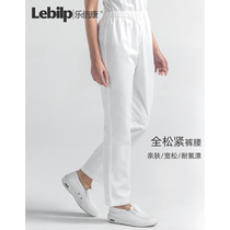 Lebekang nurse pants elastic waist white doctor pants maternity pants blue loose hospital work pants children
