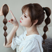 Bubble braided wig ponytail catch clip net red twist pigtail short fake ponytail realistic tiger mouth clip long pigtail