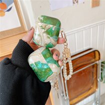 Emerald marbled small pendant Apple AirPods 12th generation Bluetooth cover iPhone 3Pro headset anti-drop