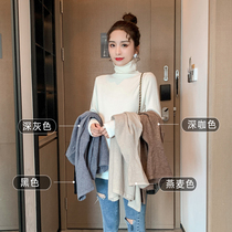 Pregnant womens autumn winter wear long sleeve plus size jacket autumn and winter fashion turtleneck knitted base sweater inside warm clothes