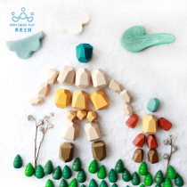 Amazon hot sale color stacked stone building block balance stone open stacked music childrens wooden toy baby