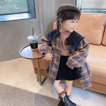 Korean version of girl child Daughter Coat 2021 Years Winter Dress New Baby Foreign Gas Medium Long Child Plus Cotton Thickened Jacket