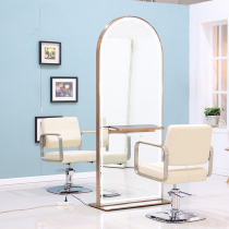 Barber shop mirror table simple floor mirror hair salon wall mirror hairdressing mirror table net red special trendy hair salon mirror table