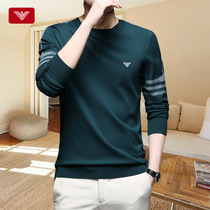 Chi Armania spring and autumn knitwear long-sleeved T-shirt mens round neck trend wool thin sweater base small shirt