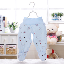 Newborn Packs Feet Cotton Pants 0-3-6 Months Baby Warm Pants Open Stall Baby High Waist Protective Belted Pants Pure Cotton Winter