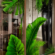 Green plant kitchen balcony glass sticker door sticker toilet bathroom window shop window decoration plant window flower