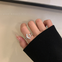 Smile opening adjustable ring female ins niche design cold wind ring fashion personality simple food ring