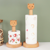 Kitchen tissue rack creative solid wood lazy cloth rack beech wood oil suction roll paper holder vertical tissue holder storage rack