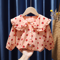 Girl Shirt Han Edition Pure Cotton Princess Windy Blouse Blouse Children Spring And Autumn Slim with long sleeves dolls collar foreign air lining