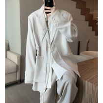 Mr. Short-term design sense niche fake two suit jacket mens autumn new Korean version of loose high-grade suit