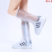 Rain shoes waterproof shoe cover thick wear-resistant bottom mens and womens foot cover convenient high long comfortable rain boots Net red flat