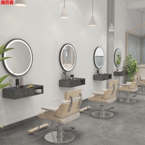 Barber shop mirror table Net red LED light vertical mirror table Net red with light hair salon one simple dressing table small
