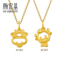 Chaohongji cattle turn Qiankun Fortune Taurus gold pendant Pure gold pendant does not contain necklace Zodiac 3D hard gold