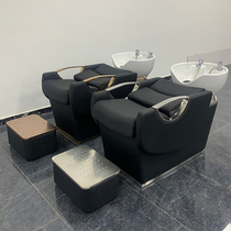 Semi-lying barber shop shampoo bed ceramic basin hair salon special net red hair salon flush bed multi-functional massage bed