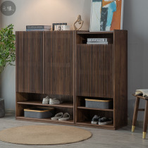 North American black walnut all solid wood light luxury breathable grille shoe cabinet large capacity storage entrance partition Japanese porch cabinet