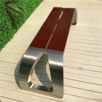 Stainless steel park chair outdoor bench solid wood leisure square chair courtyard anticorrosive wood iron bench seat