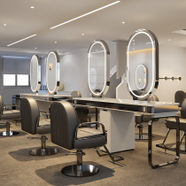 Mirror table barber shop net red hair salon special mirror stainless steel with lamp single-sided double-sided ironing stage tide