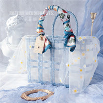 Practical wedding bridesmaid hand gift box woven basket high-end gift box empty return hand flower basket