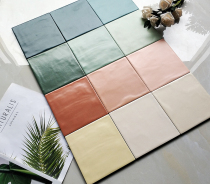 Morandi solid color simple retro small square brick bathroom tile kitchen restaurant bar background wall illusion ceramic